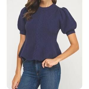 NEW STRUT & BOLT madeline knit top in navy